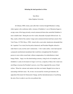 Debating the land question in Africa Sara Berry Johns Hopkins