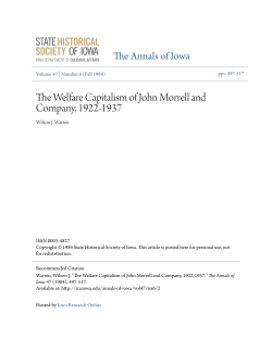 The Welfare Capitalism of John Morrell and Company, 1922-1937