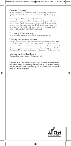 Care and Cleaning - All-Clad