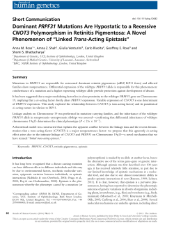 Dominant PRPF31 Mutations Are Hypostatic to a Recessive CNOT3