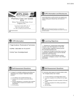 Pharmacy Case Law Update 2016: