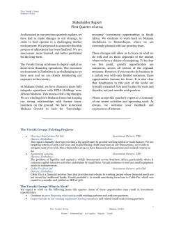 Stakeholder Report First Quarter of 2014