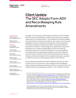 The SEC Adopts Form ADV and Recordkeeping Rule