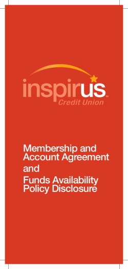 Membership and Account Agreement and Funds Availability Policy