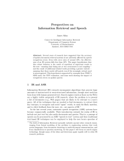 Perspectives on Information Retrieval and Speech