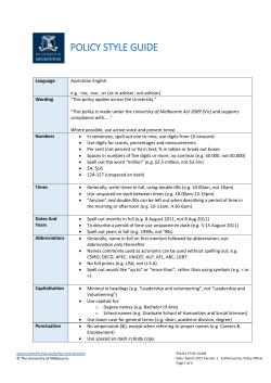 policy style guide - Melbourne Policy Framework