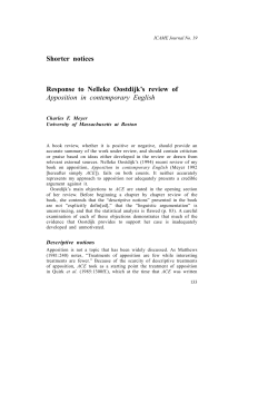 Shorter notices Response to Nelleke Oostdijk`s review of Apposition