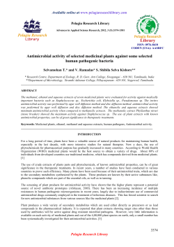 Antimicrobial activity of selected medicinal plants against