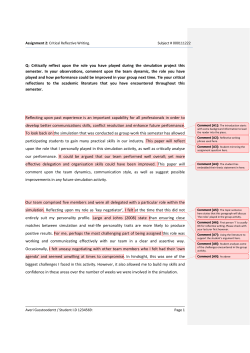 Critically reflect upon the role you have played during the simulation