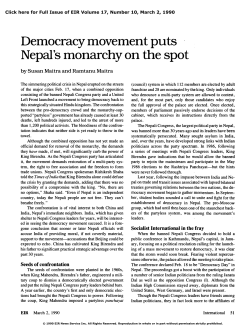 Democracy Movement Puts Nepal`s Monarchy on the Spot