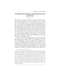 The Digital Video Recorder: Unbundling