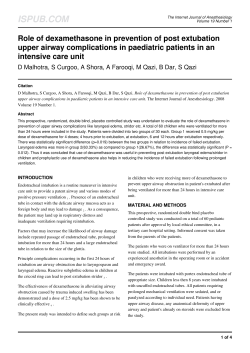 Role of dexamethasone in prevention of post extubation upper