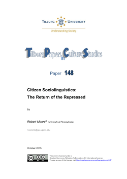 Paper 148: Citizen Sociolinguistics: The Return