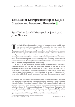 The Role of Entrepreneurship in US Job Creation and