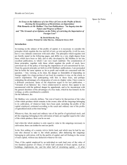 An Essay on the Influence of a low Price of Corn on the Profits of Stock