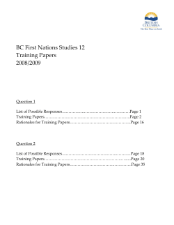 BC First Nations Studies 12 Training Papers 2008/09