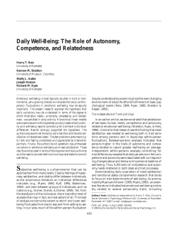 Daily well being: The role of autonomy, competence, and relatedness