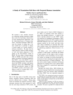 A Study of Translation Edit Rate with Targeted Human Annotation