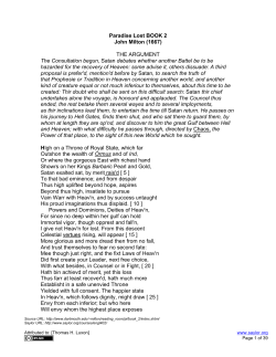 Paradise Lost BOOK 2 John Milton (1667) THE ARGUMENT The