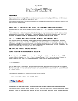 Inline Formatting with ODS Markup - Institute for Advanced Analytics