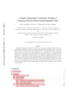 Complex ICA, Neural Networks 12/03