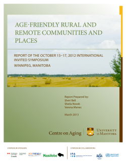 Age-Friendly Rural and Remote Communities and Places, Report of