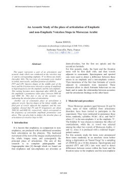 An Acoustic Study of the place of articulation of Emphatic