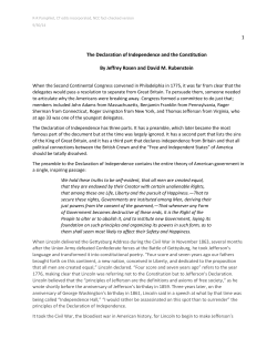 The Declaration of Independence and the Constitution Pamphlet
