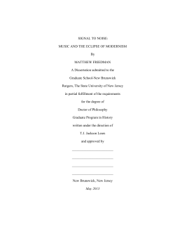 SIGNAL TO NOISE: MUSIC AND THE ECLIPSE OF MODERNISM