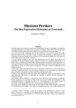 Illusions Perdues The Idea/Expression Dichotomy at Crossroads