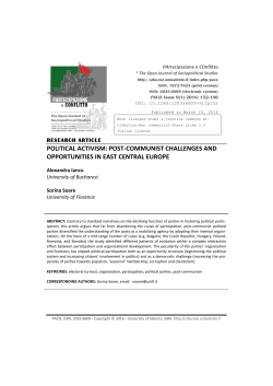 POLITICAL ACTIVISM: POST-COMMUNIST CHALLENGES AND
