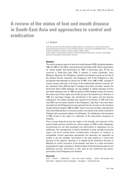 A review of the status of foot and mouth disease in South