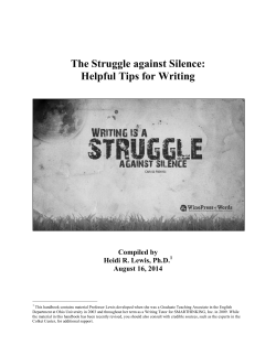 The Struggle against Silence: Helpful Tips for Writing