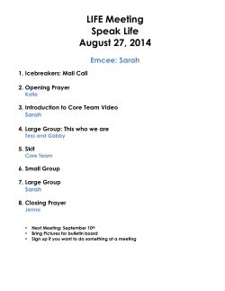Speak Life Outline