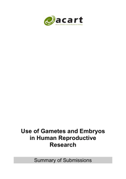 Use of Gametes and Embryos in Human