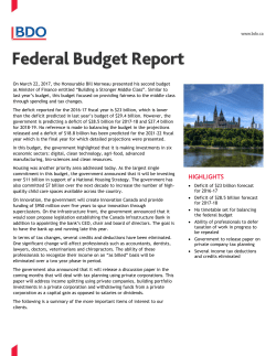 Federal Budget Report