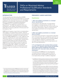 FAQs on Municipal Advisor Professional Qualification