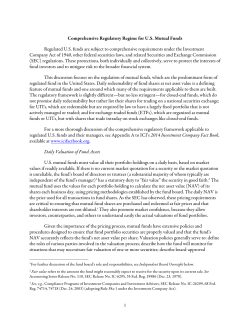 Comprehensive Regulatory Regime for U.S. Mutual Funds