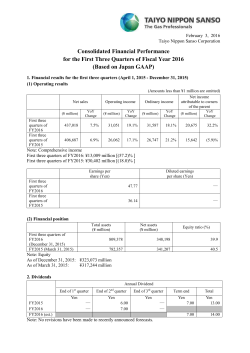 Consolidated Financial Performance for the First Three Quarters of