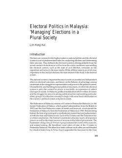 Electoral Politics in Malaysia: `Managing` Elections in a Plural Society