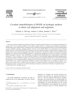 Covalent immobilization of RGDS on hydrogel surfaces