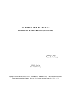 The Multicultural Welfare State - Canadian International Labour