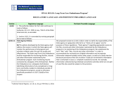 FINAL RULES: Long-Term Care Ombudsman Program