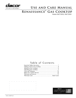 USE ANd CARE MANUAl RENAISSANCE&reg; GAS COOktOP