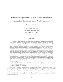 Contractual Imperfections, Credit Markets and Vertical Integration