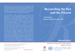 Reconciling the Past and the Present: Evaluating Dayton Peace