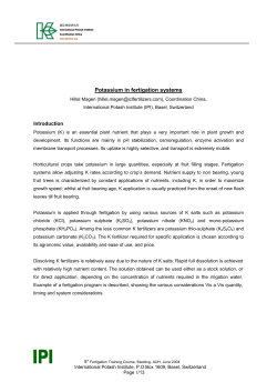 Potassium in fertigation systems