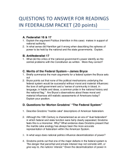 questions to answer for readings in federalism packet