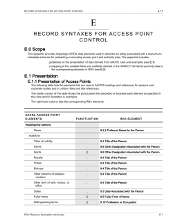 Record Syntaxes for Access Point Control