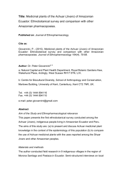 Title: Medicinal plants of the Achuar (Jivaro) of Amazonian Ecuador